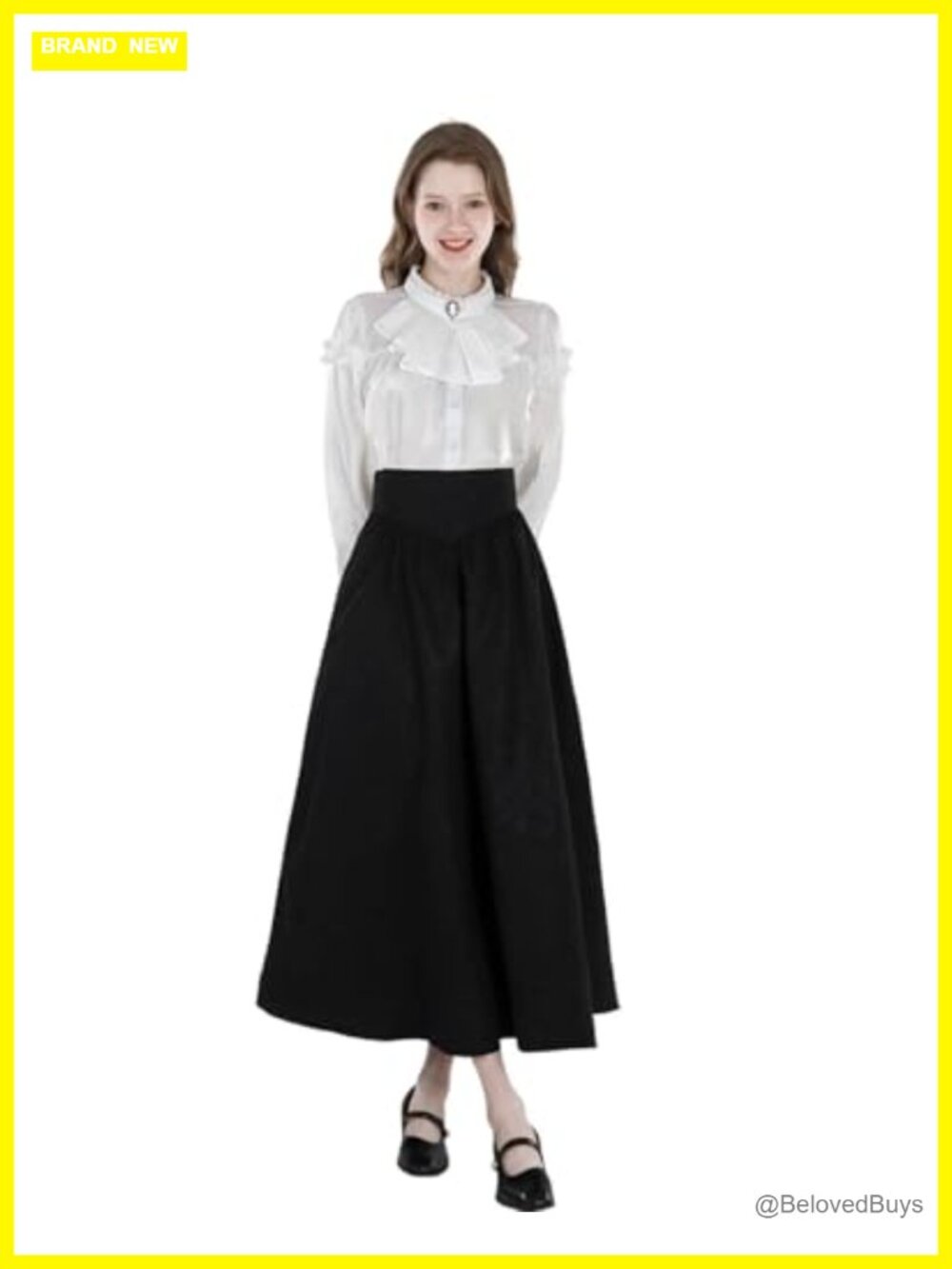 Victorian Gothic Blouse Button Down Renaissance Top Ruffle Tie - Picture 5 of 6